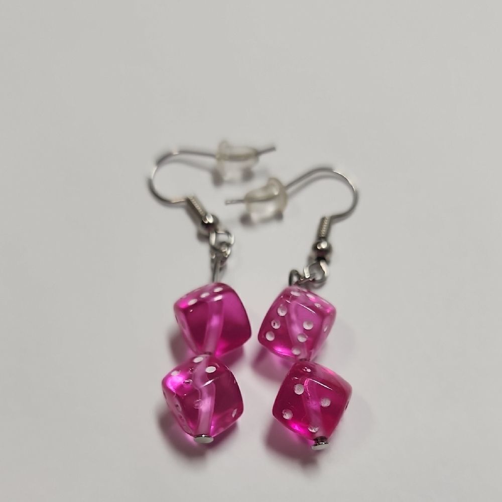 Pink Dice Earrings